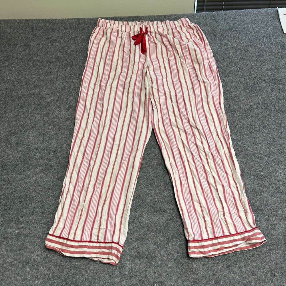 Victoria's Secret Pajama Pants Womens XL Red White Striped Cotton Modal Lounge